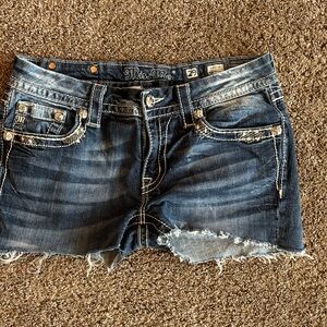 Miss Me Distressed Blue Jean Shorts